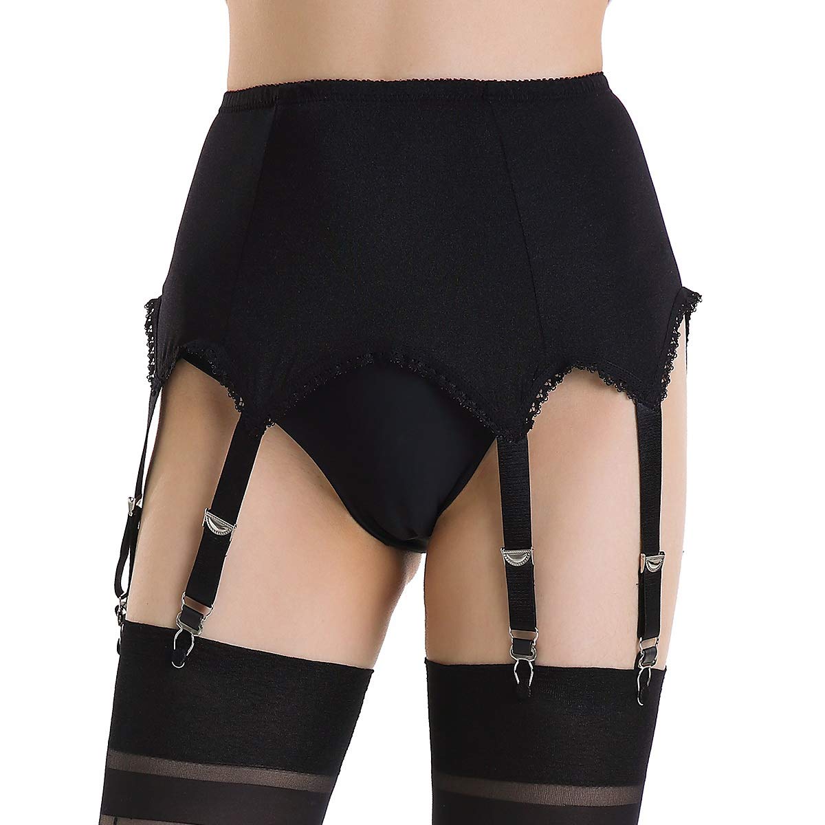 garter belt tummy control Vintage Girdle With Garters Allacki 6-Strap Retro Satin Garter Belt