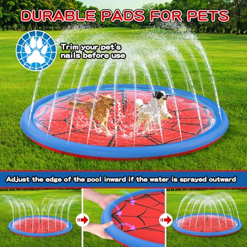 Image of Non Slip Splash Pad for Kids and Dogs 67'' Extra Large Splash Pad | Outdoor Sprinkler for Kids, Dog Water Summer Toys Outdoor Toys for Toddlers 3-5 Ages 4-12