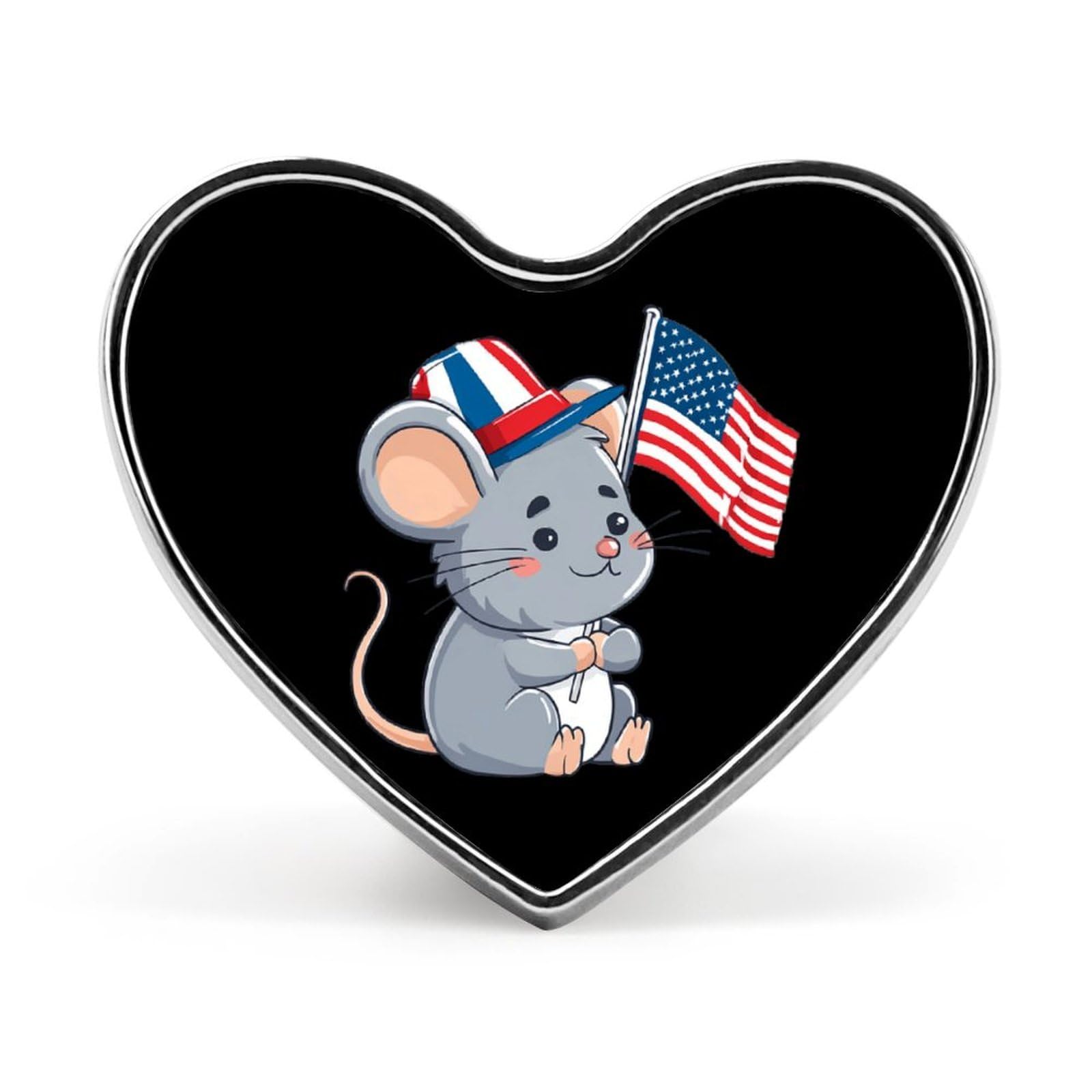 Funny Mouse U.S.A. Flag 4th of July Enamel Lapel Pin Button Pins Brooch Heart Badge Funny Jewelry for Backpack Cloths Hats