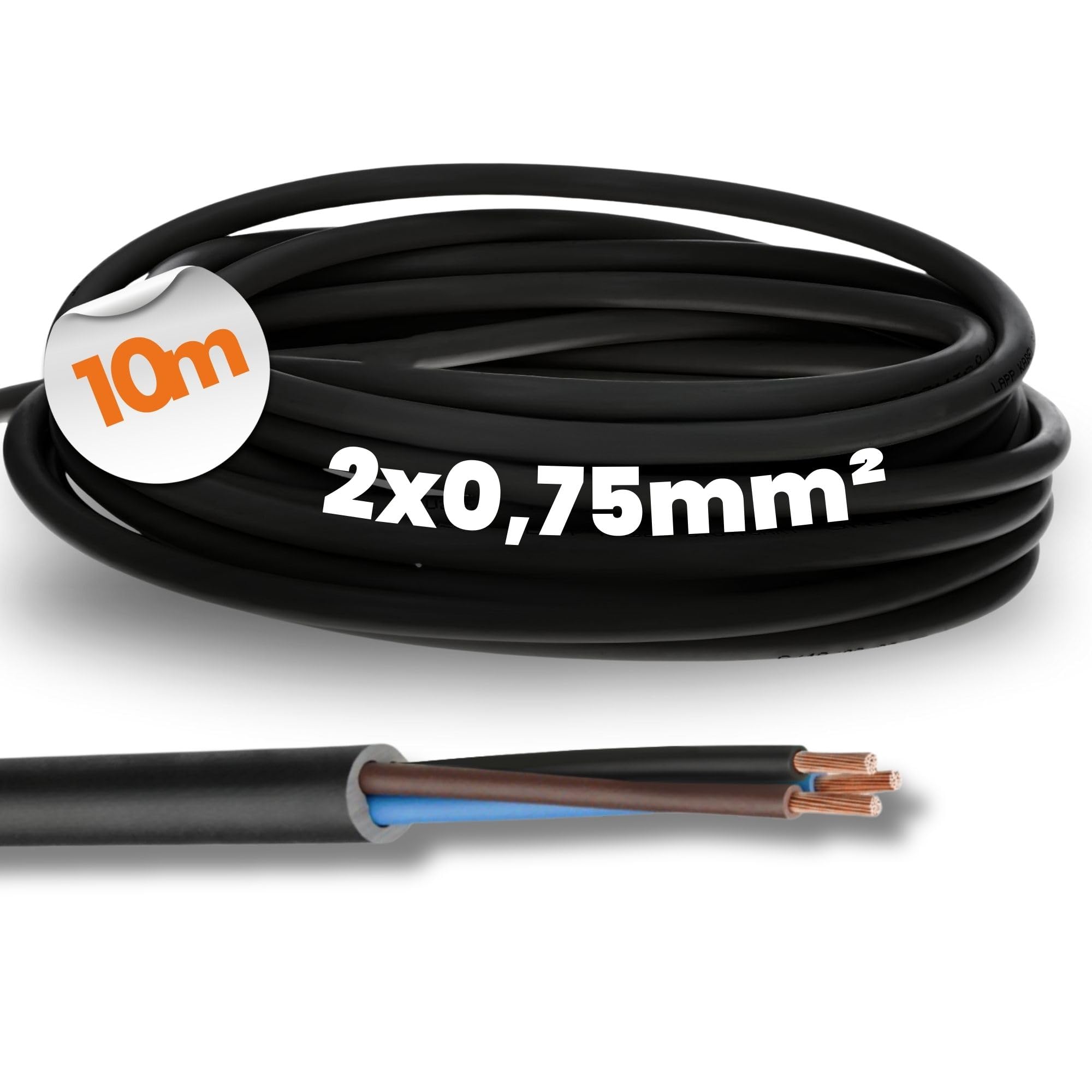 Lapp 10m H05RN-F 2x0,75 mm² Câble en Caoutchouc Flexible Résistant aux UV