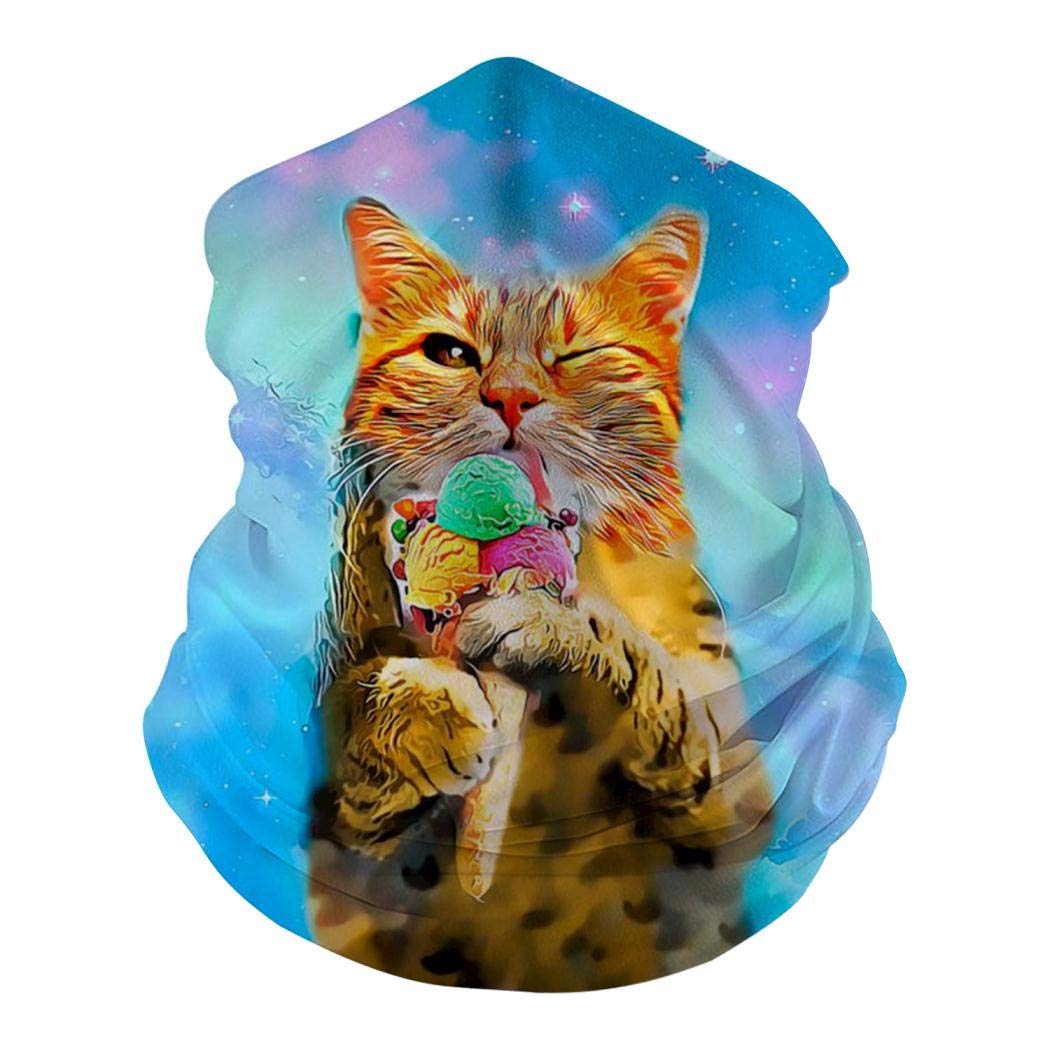 Galaxy Cat Pattern Multifunction Seamless Half Face Mask Breathable Dustproof Windproof UV Shield Outdoor Headband Scarf
