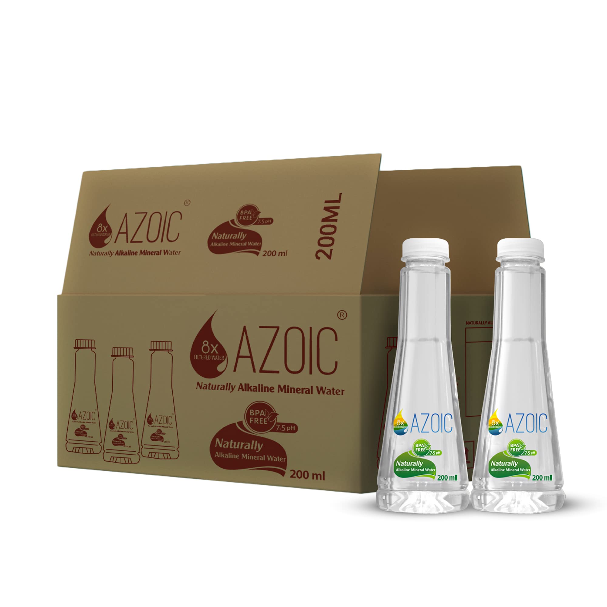 AZOICBPA Free Natural Alkaline Mineral Water Bottles (Pack of 35 Bottles, 200ml per Bottle)