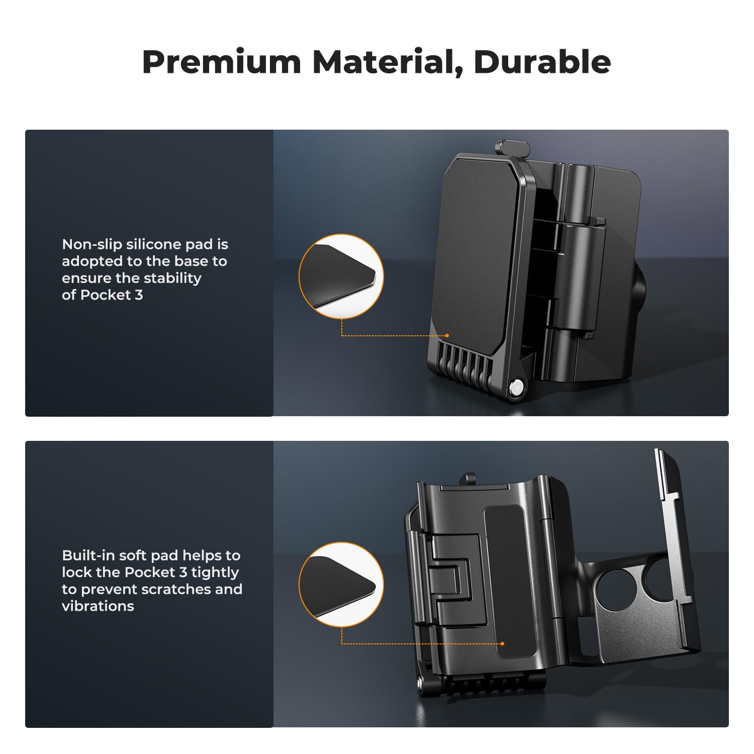 K&F CONCEPT Support Fixation Magnétique Adaptateur d'extension Compatible avec DJI OSMO Pocket 3 Base Portable Ajustable à 180°