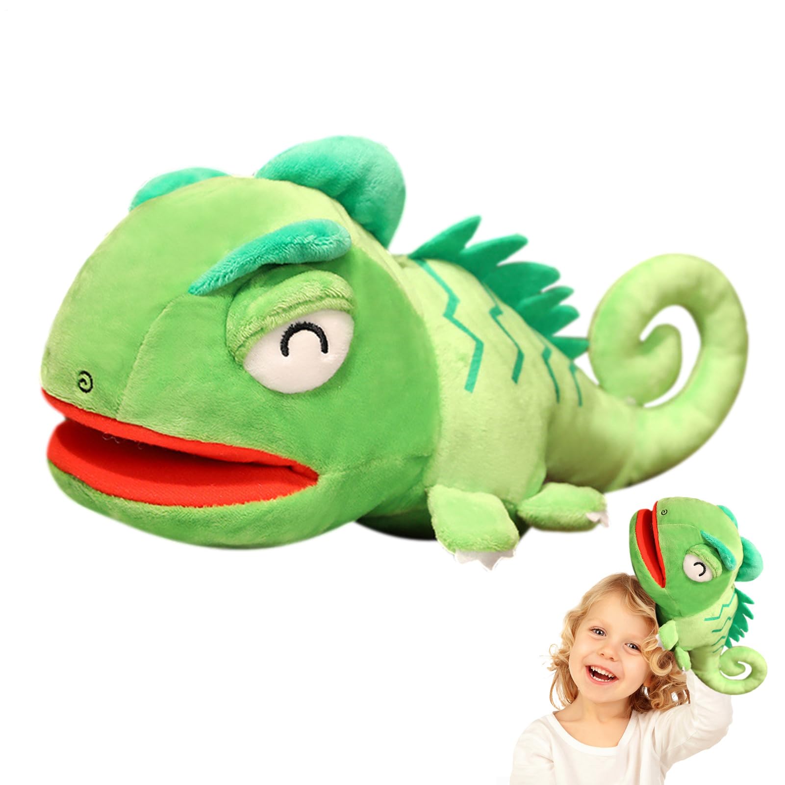 Peluche Caméléon avec Bouche Mobile | Marionnettes d'animaux Mignons en Peluche Caméléon | Peluches De Lézard en Peluches, Animal EnPeluche Reptile Multifonctionnel