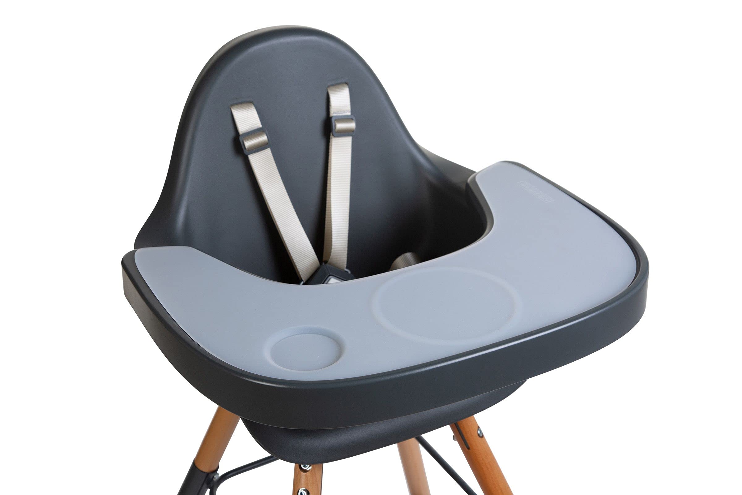CHILDHOME, Tableta para la trona Evolu 2, Ajustable en profundidad, Fácil de instalar, Con mantel de silicona, Antideslizante, Fácil de limpiar, Antracita