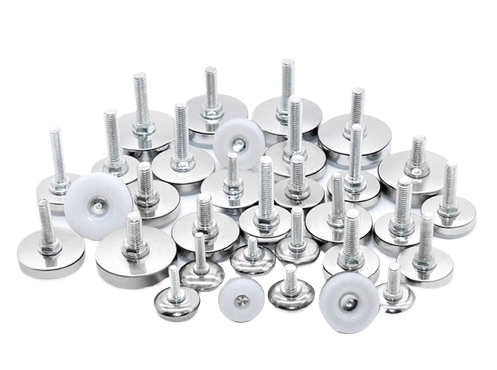 bogniga Adjustable Levelling Feet Pad Mount Kit 16pcs M6 M8 M10 Screw in Adjustable Furniture Feet Metal Face Nylon Base Glide Slide Pad Table Chair Sofa Legs Foot Levelling(M8x35x20mm)