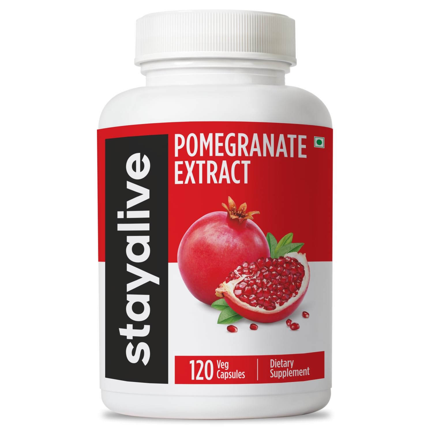 STAY ALIVE Pomegranate Extract Capsules, 20:1 Super Extract with 40% Ellagic Acid, 120 Count, Extra Strength Powder, All Natural Non-GMO and