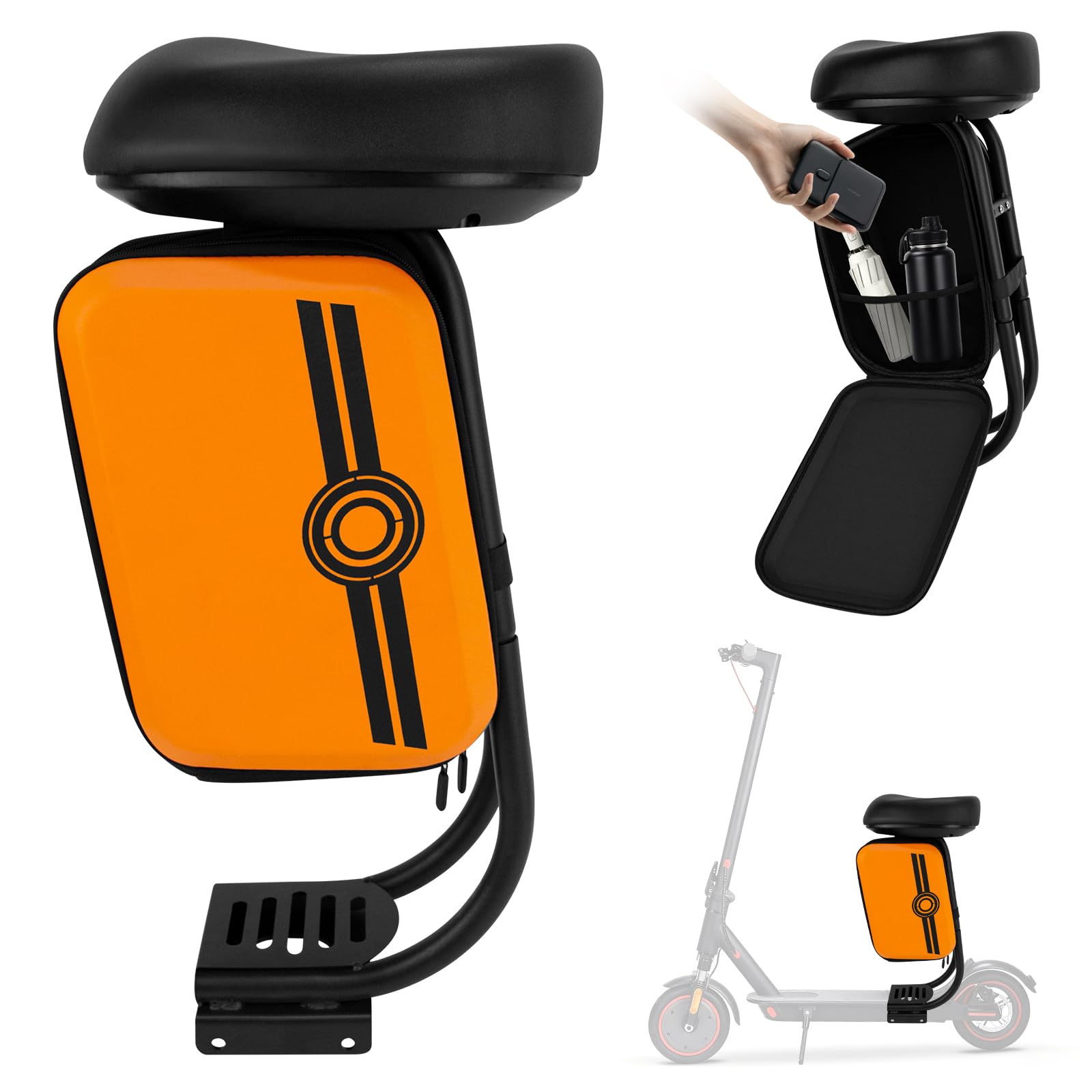 Asiento Patinete Eléctrico Adultos, Compatible con Xiaomi M365/Pro Series, Accesorios Patinete Eléctrico con Asiento Bolsa de Almacenamiento, Instalación sin Taladrar, Soporta hasta 120 kg