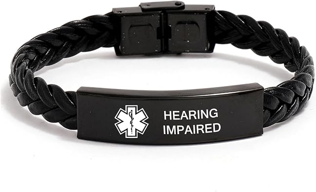 Medical Symbol Awareness Braided Leather ID Bracelet For Women Men,SOS Emergency Health Life Alert Engraved Stainless Steel Jewelry