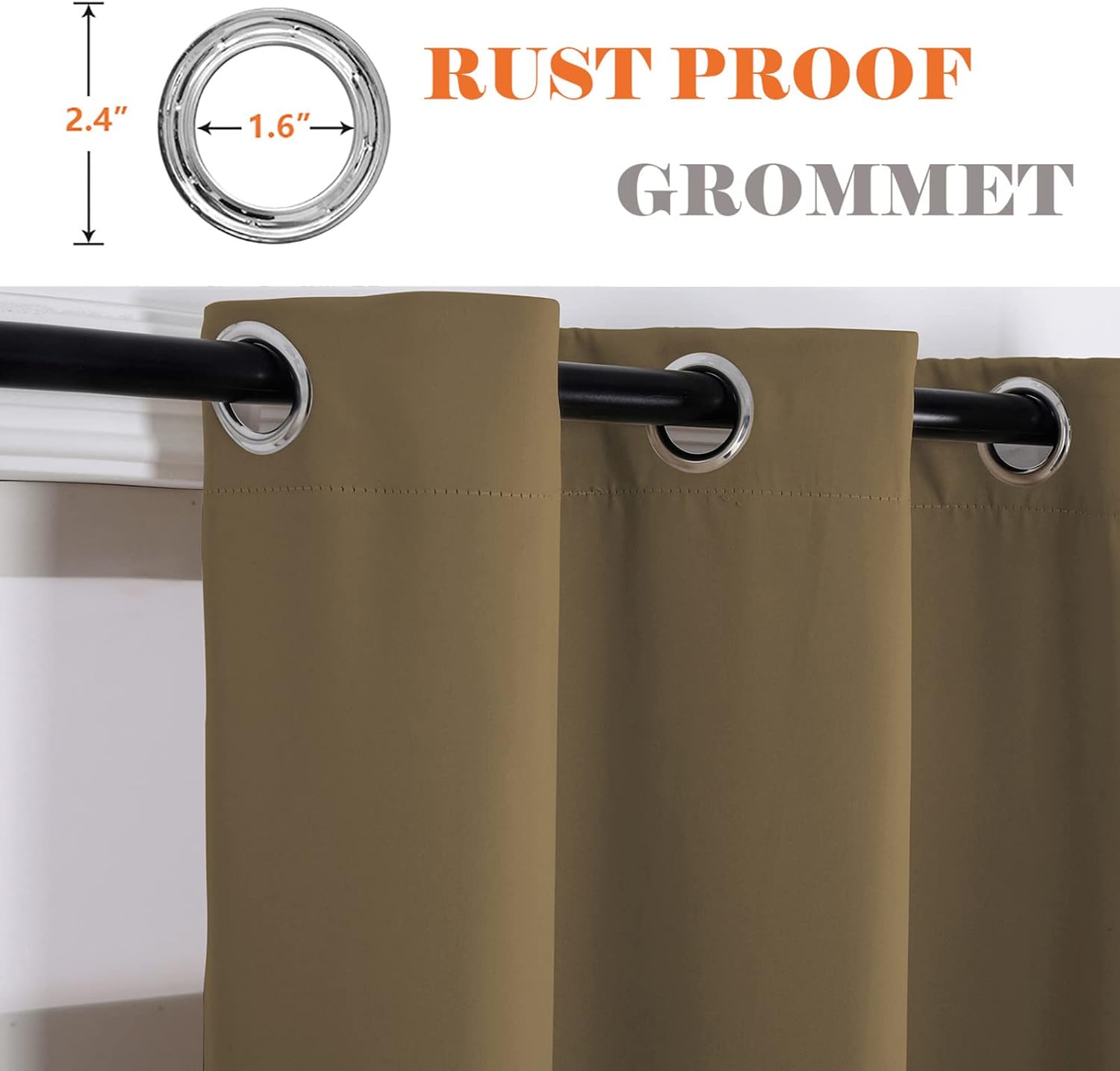 Blackout Outdoor Curtains for Patio Waterproof Stainless Steel Grommet Thermal Insulated Curtains Keep Warm for Patio/Front Porch,Brown B,84x63 inch