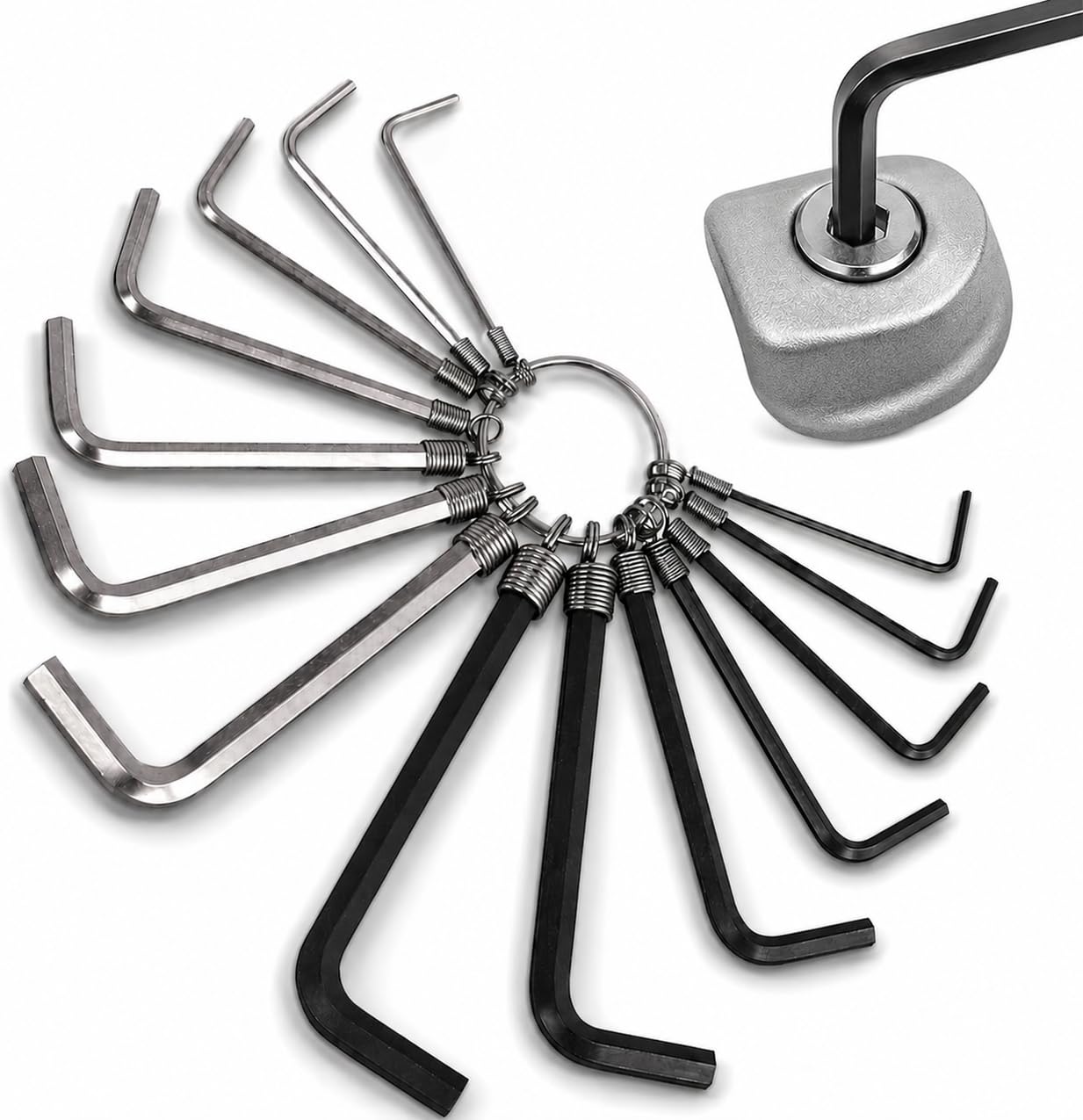 14 Piece Hex Key Allen Key Set On A Convenient Metal Ring, Metric 2Mm 2.5Mm 3Mm 4Mm 5Mm 6Mm 1/16Â 5/64Â 3/32Â ÂÂ 5/32Â 3/16Â & 7/32Â 5056622309132
