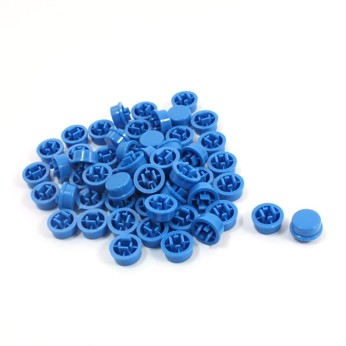 REES52 55Pcs 12x12x7.3mm Tactile Push Button Switch Blue Plastic Round Cap-image-24