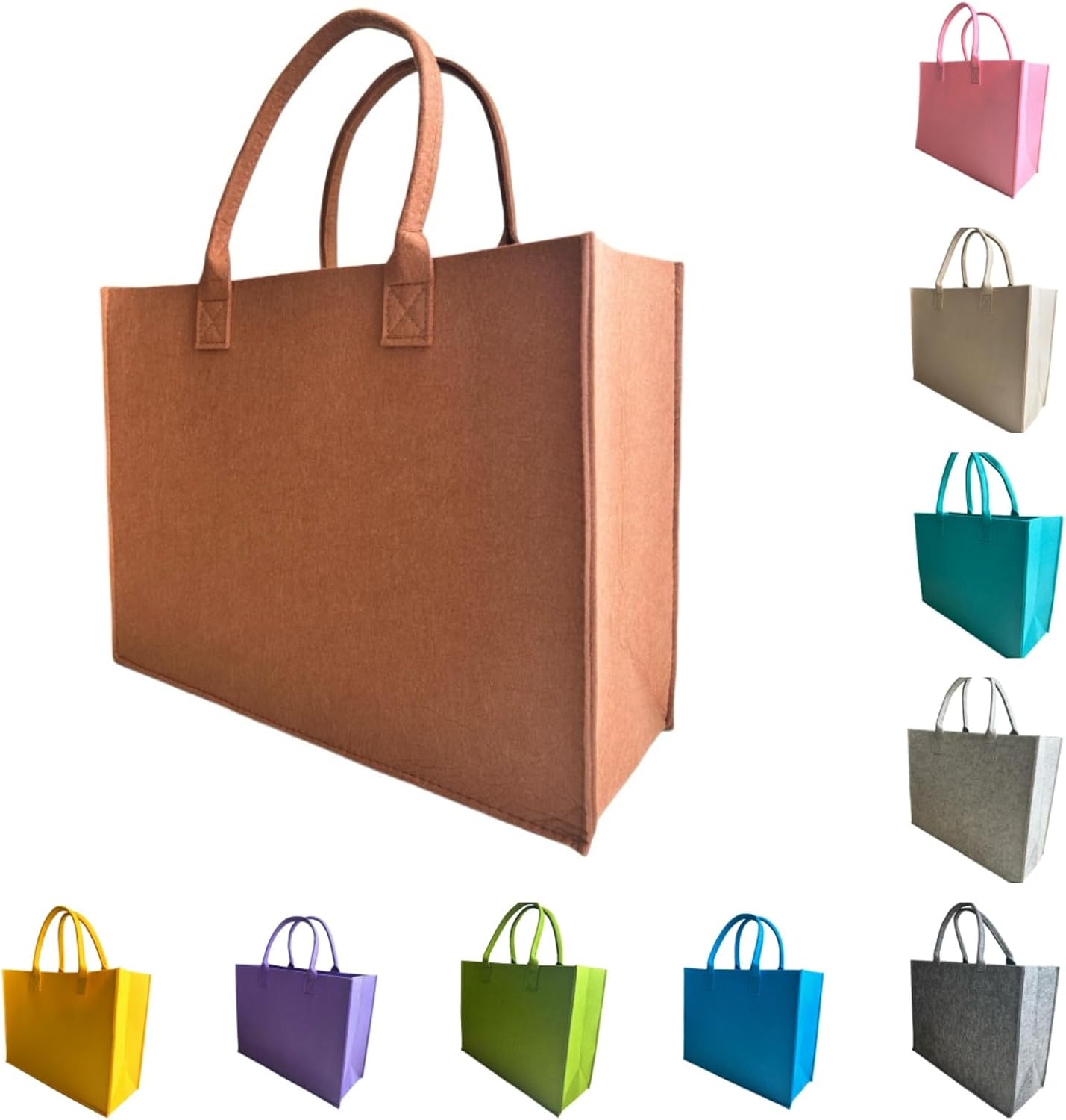 1pc Felt Grocery Tote Bag Large Portable Handbag Reusable Gift Bag For Party Favors Gym Beach DIY Handcraft (4.Light Grey) image 2