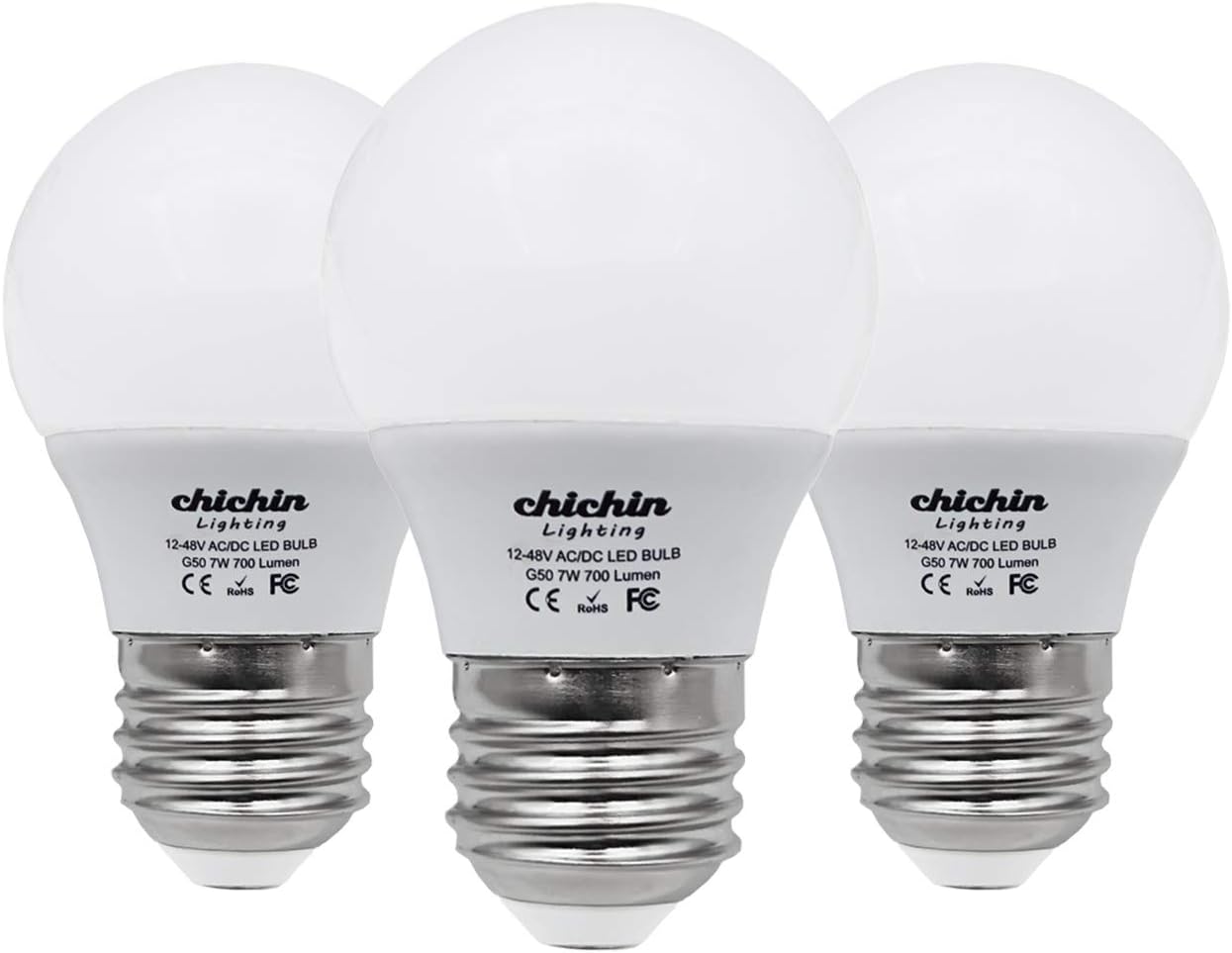 ChiChinLighting 12 Volt 7 Watt LED Light Bulb 12v Low Voltage Off Grid Solar System Marine Boat RV Caravan LED Lights (Warm White, 3-Pack)