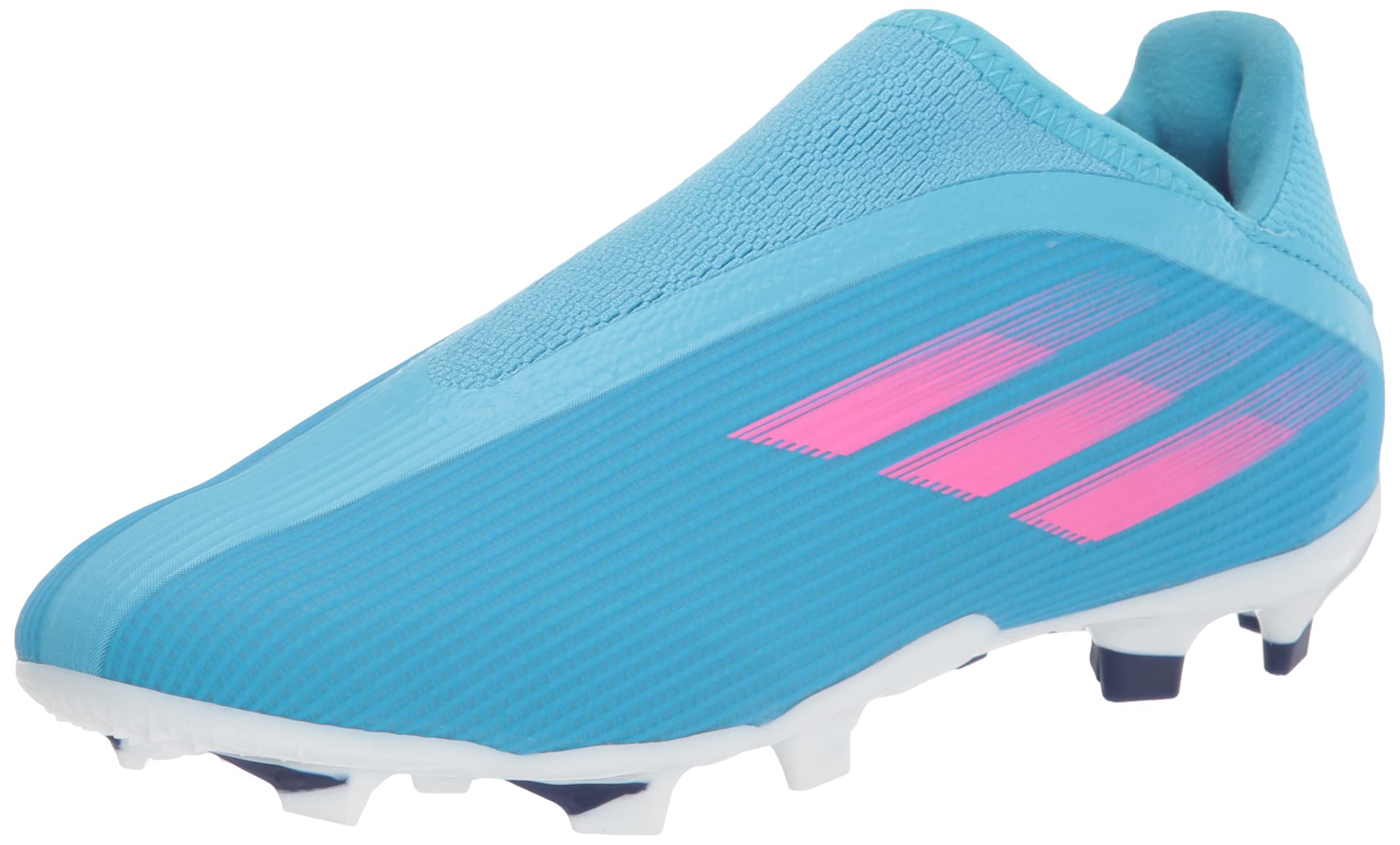 adidas X Speedflow.3 Laceless Firm Ground Soccer Shoe, Sky Rush/Team Shock Pink/White, 11.5 US Unisex Little Kid