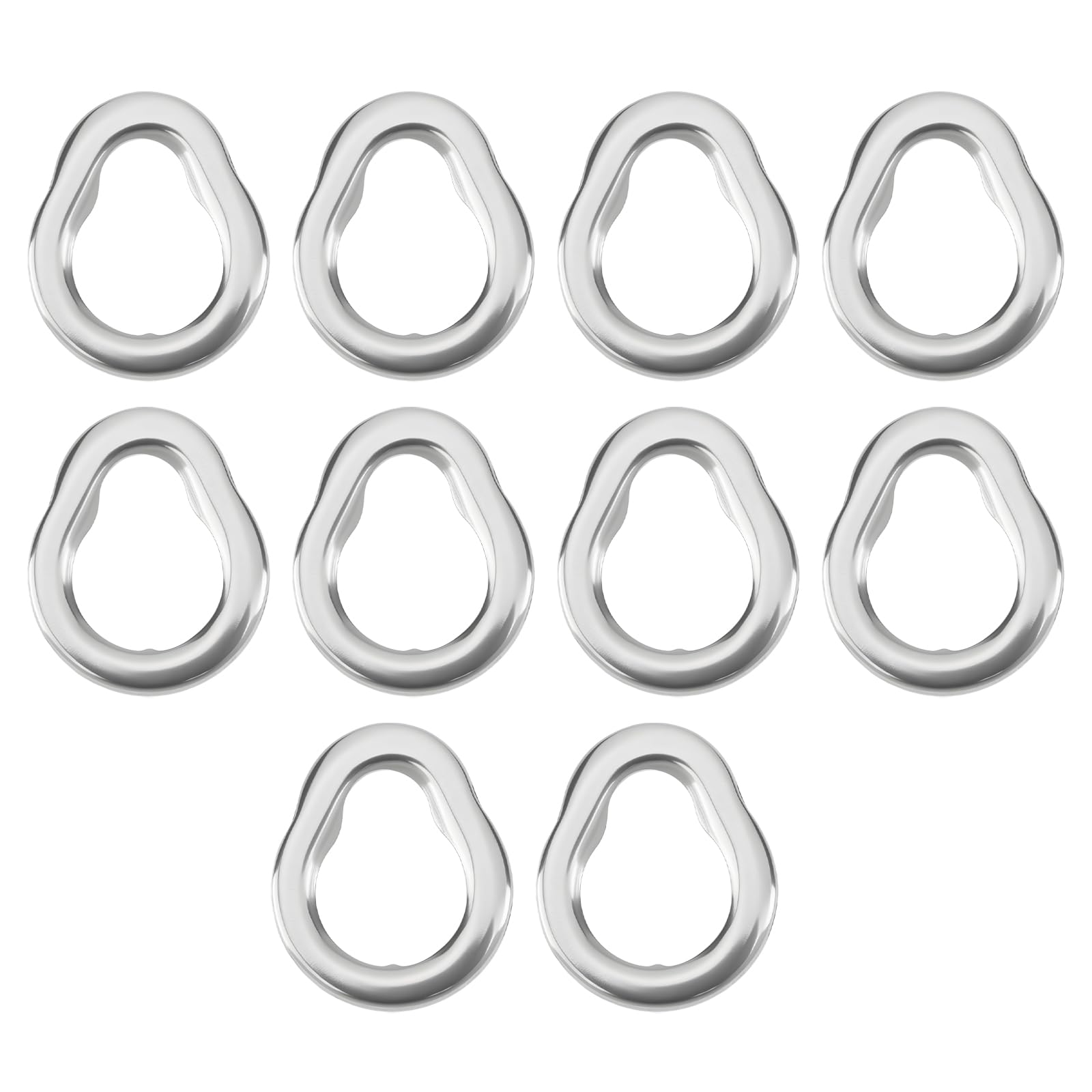 YINETTECH 10Pcs Fishing Dongle Ring 10.9x9mm Stainless Steel Solid Rings for Fishing Terminal Dongle Rig, Loop Rig, Size L
