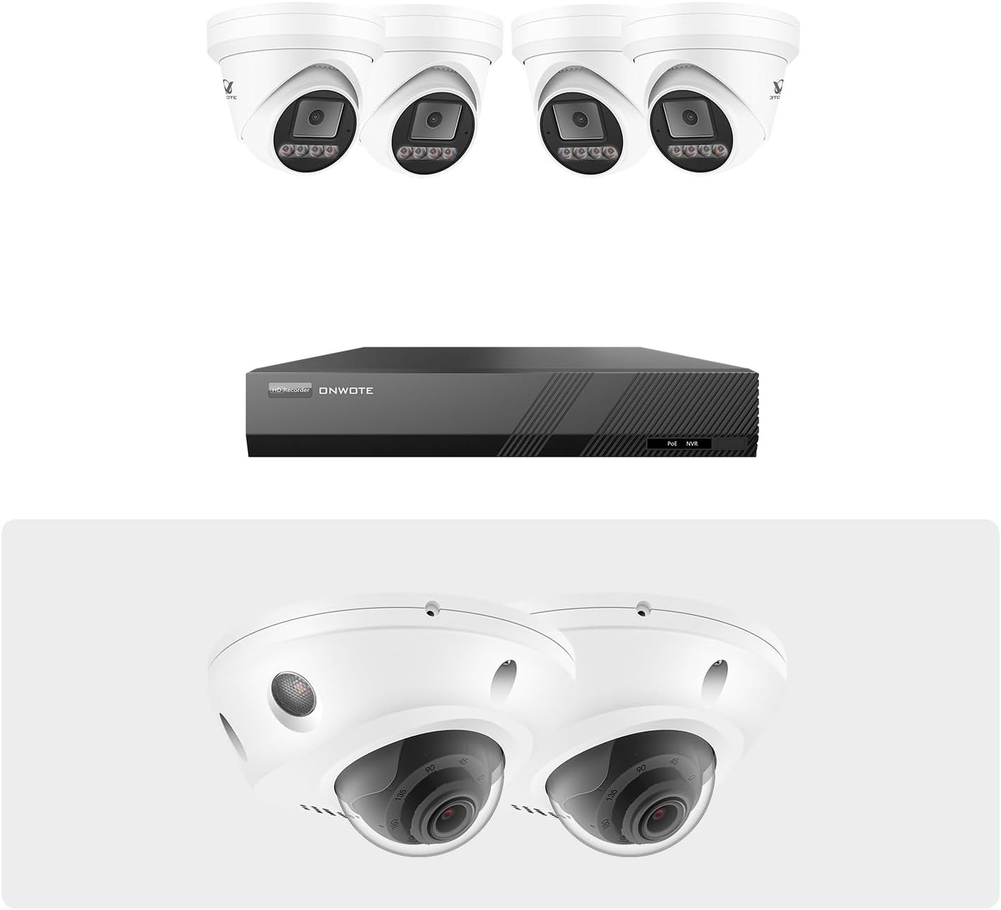 ONWOTE 8 Channel 4K NVR Security Camera System (6) Wired PoE IP Cameras