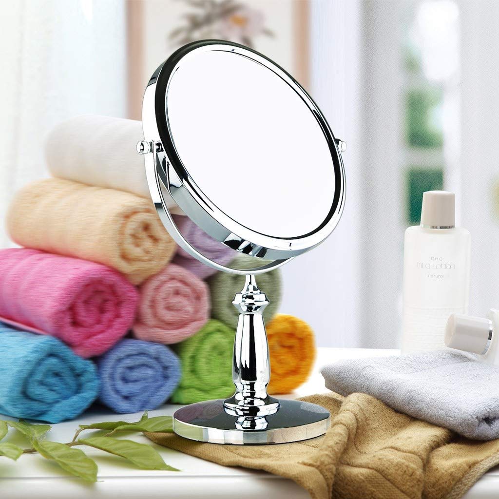 Espejo de maquillaje redondo HD con aumento 3X y rotación de doble cara, perfecto para dormitorio, baño y ducha en casa