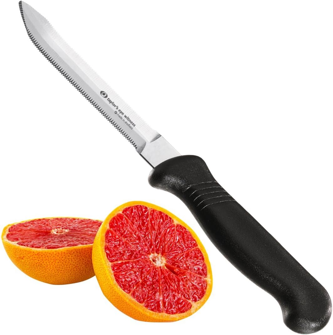 Taylors Eye Witness Sheffield Made Serrated Grapefruit Knife - 3.5 inch/9.5 cm Double Edge Stainless Steel Blade Precision Ground
