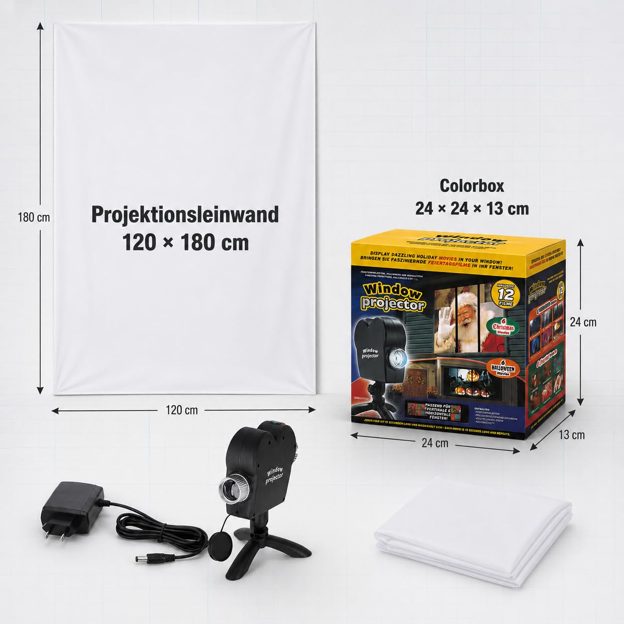 MIJOMA Projecteur de fenêtre avec 12 films pour Halloween et Noël