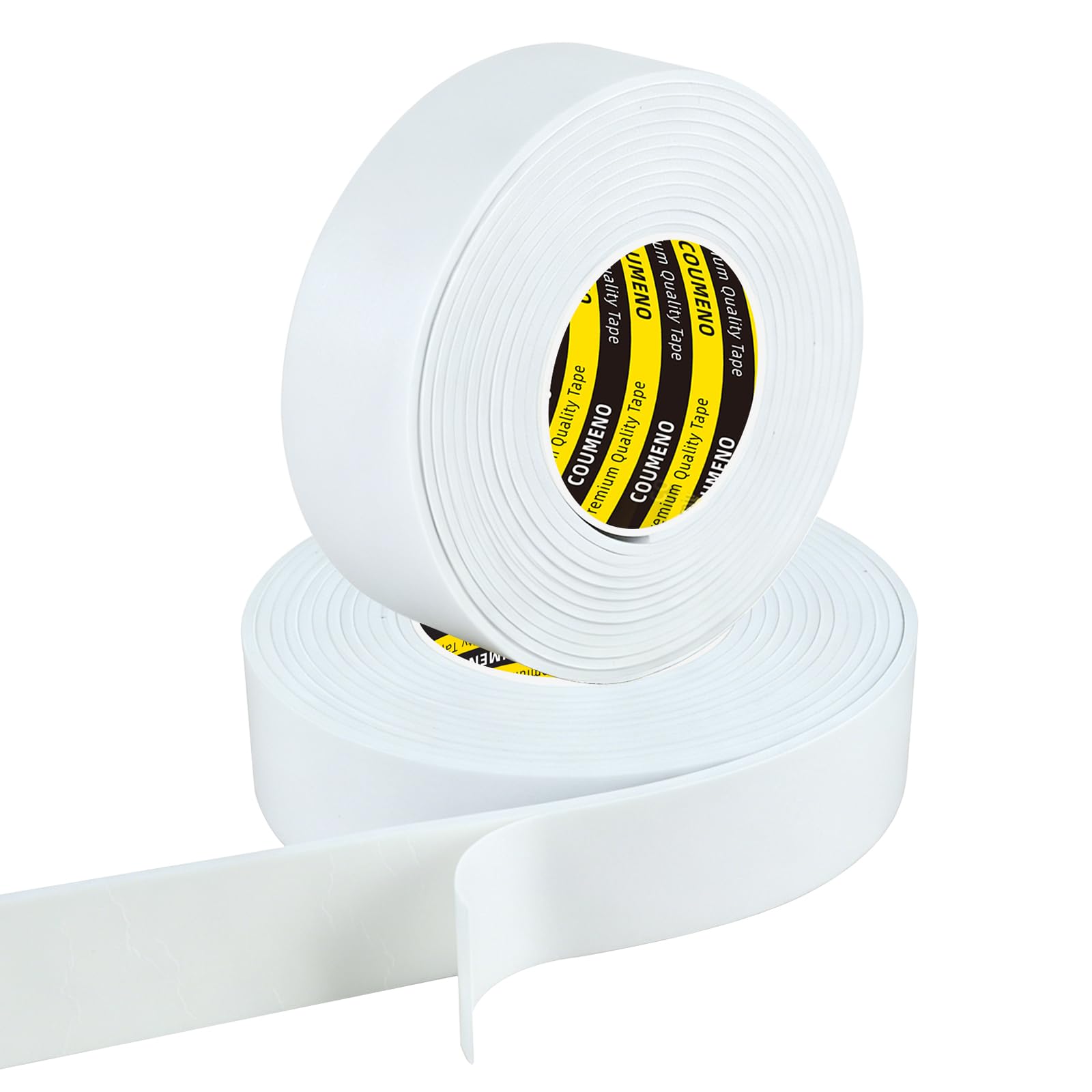 COUMENO 2 Pack Single Sided Foam Tape, 25mm x 5m, White, Self-Adhesive Foam Seal Tape for Insulation & Window Sealing, Waterproof Draft Excluder for Doors, Weather Stripping Foam Pads..