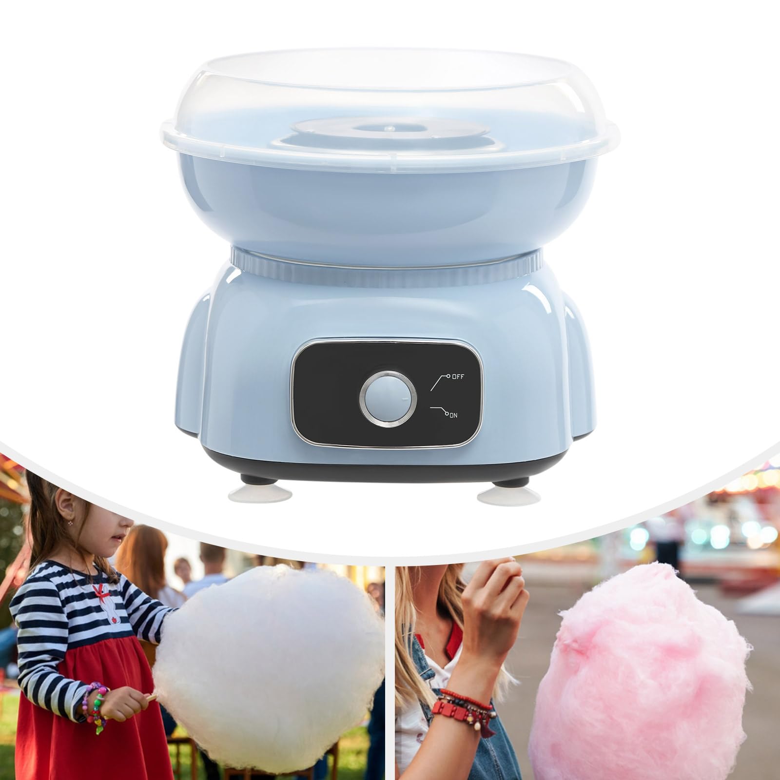 Máquina eléctrica de algodón de azúcar, 500 W, con palillos de algodón de azúcar y cucharas medidoras Candy Machine para fiestas
