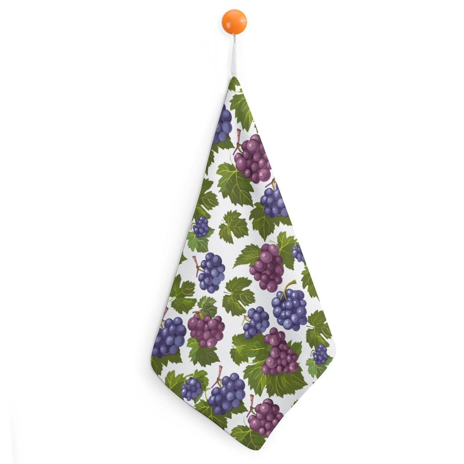 CGSBNGHA Purple Grapes with Green Leaves Hand Towel Hanging Face Towels Cleaning Cloths Handkerchief for Bathroom Kitchen