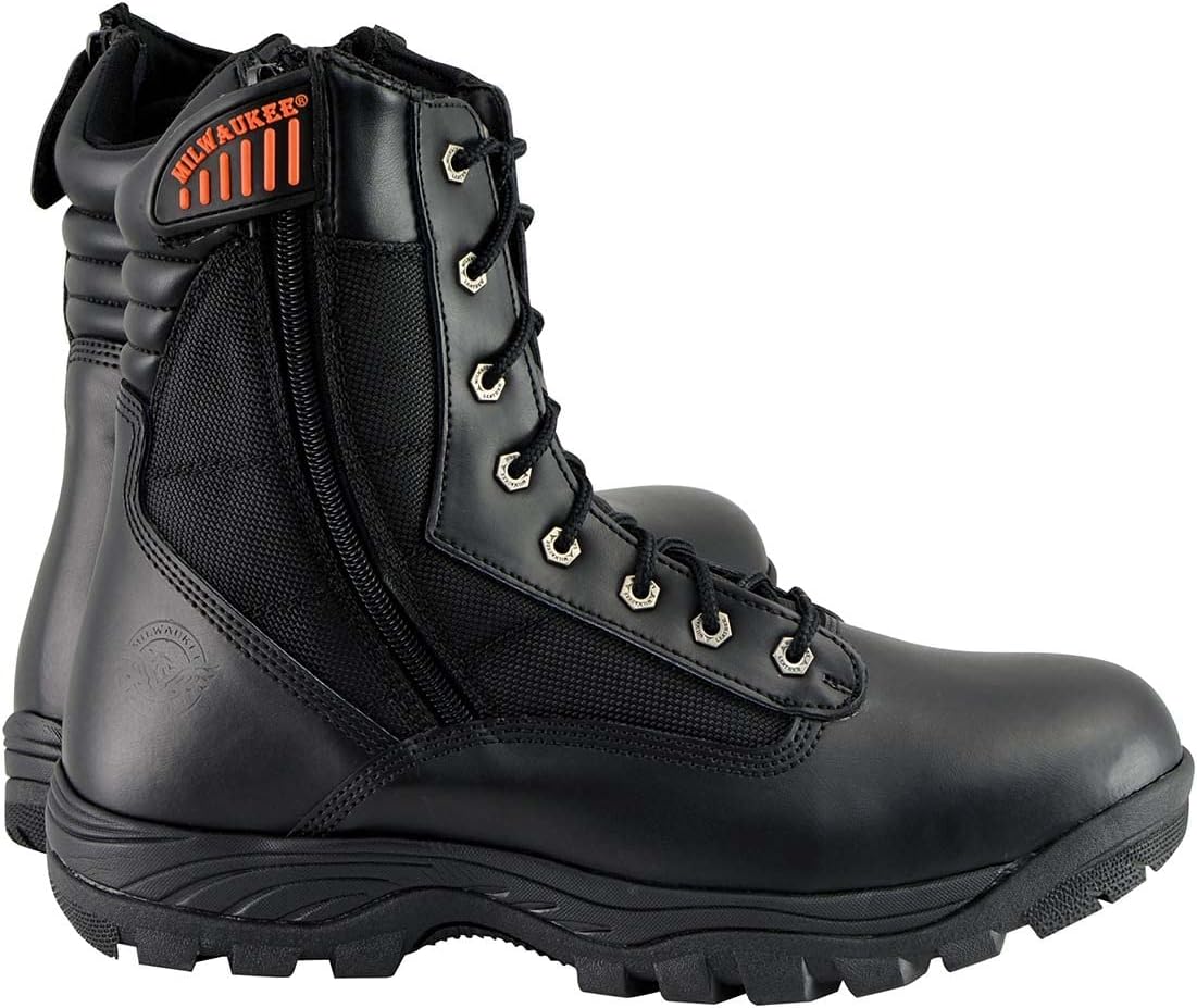 Milwaukee Performance Men's Leather Tactical Boots With Side Zipper