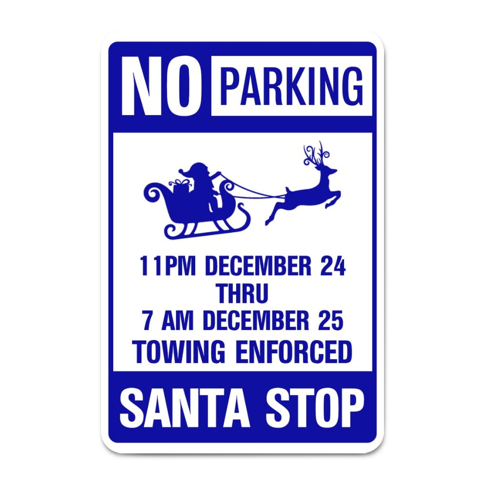 ENEDNATE Farmhouse Rustic Street Aluminum Tin Sign 8x12 Inch Santa Stop No Parking Warning Metal Sign for Park Garage Gate Garden Indoor Outdoor Use Metal Wall Art Home Decor Sign