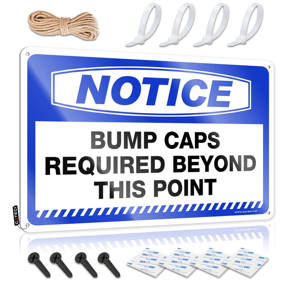 Funny Sarcastic Signs Notice Bump Caps Required Beyond This Point Tin Sign Personalized Bar Signs Funny Bar Decor(20X30CM)