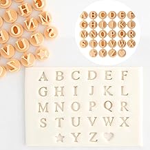 Alphabets/Letters and Numbers Cookie and Fondant Stamp Embosser | Biscuit/Fondant/Polymer Clay/Pottery/Ceramic Accessories Stamps DIY Tools Supplies | Baking |Dhanishtha|Color May Vary| Set of 28 |