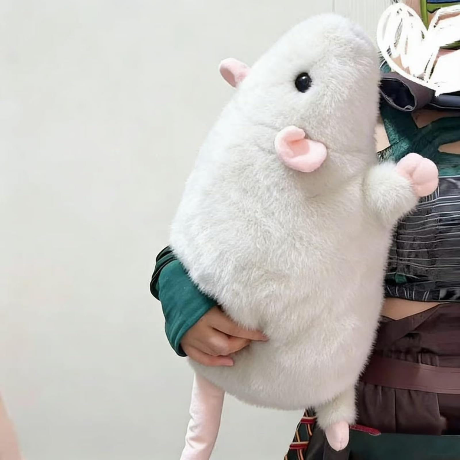 Extra Thicc Fat Rat Plush Toy, Super Soft Chubby Grey Mouse Plushie, Cute Cozy Huggable Animal Pillow for Kids, Teens & Adults (White, 50 CM)