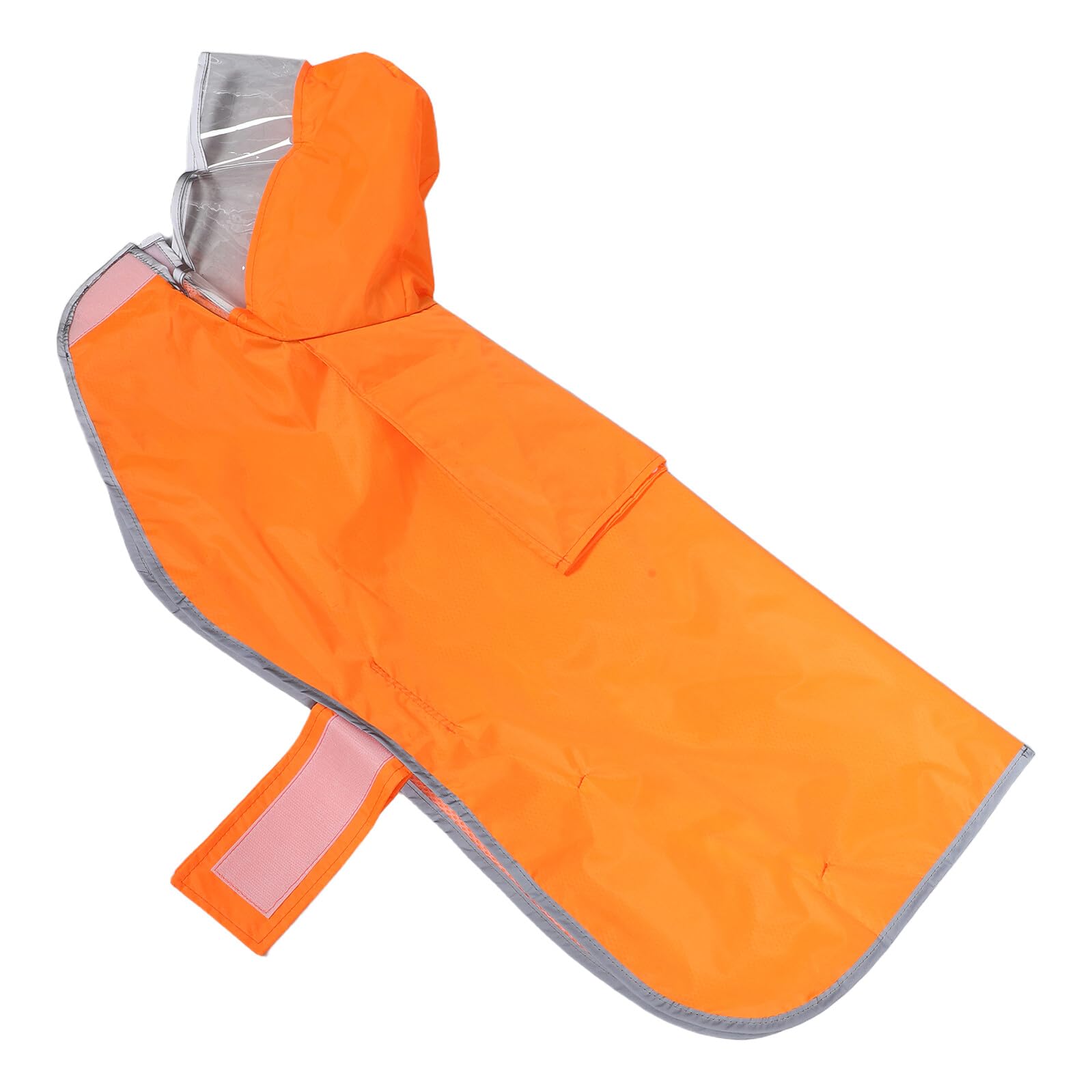 Chubasquero para Mascotas Ajustable con Capucha y Banda Reflectante Naranja XXL para Perros Grandes Poncho de Lluvia con Orificio para Correa Adecuado para Paseos Nocturnos y