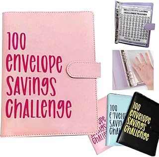 100 Envelope Challenge Binder, Money Saving Challenge Binder, Easy and Fun Way to Save $5,050, Savings Challenges Budget Book Binder Money Saving Envelope for School, Home, Office (Pink) (Pink)