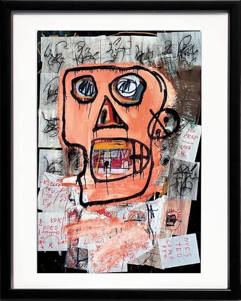 バスキア　アートポスターフレーム付き　複製画 バスキア 絵 ポスター 恐竜 絵画 額 アートパネル アート