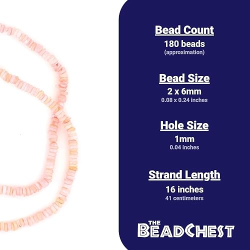 Miniatura 4 de TheBeadChest - Cuentas Heishi de concha rosa rosa de 0.236 in, 16 pulgadas