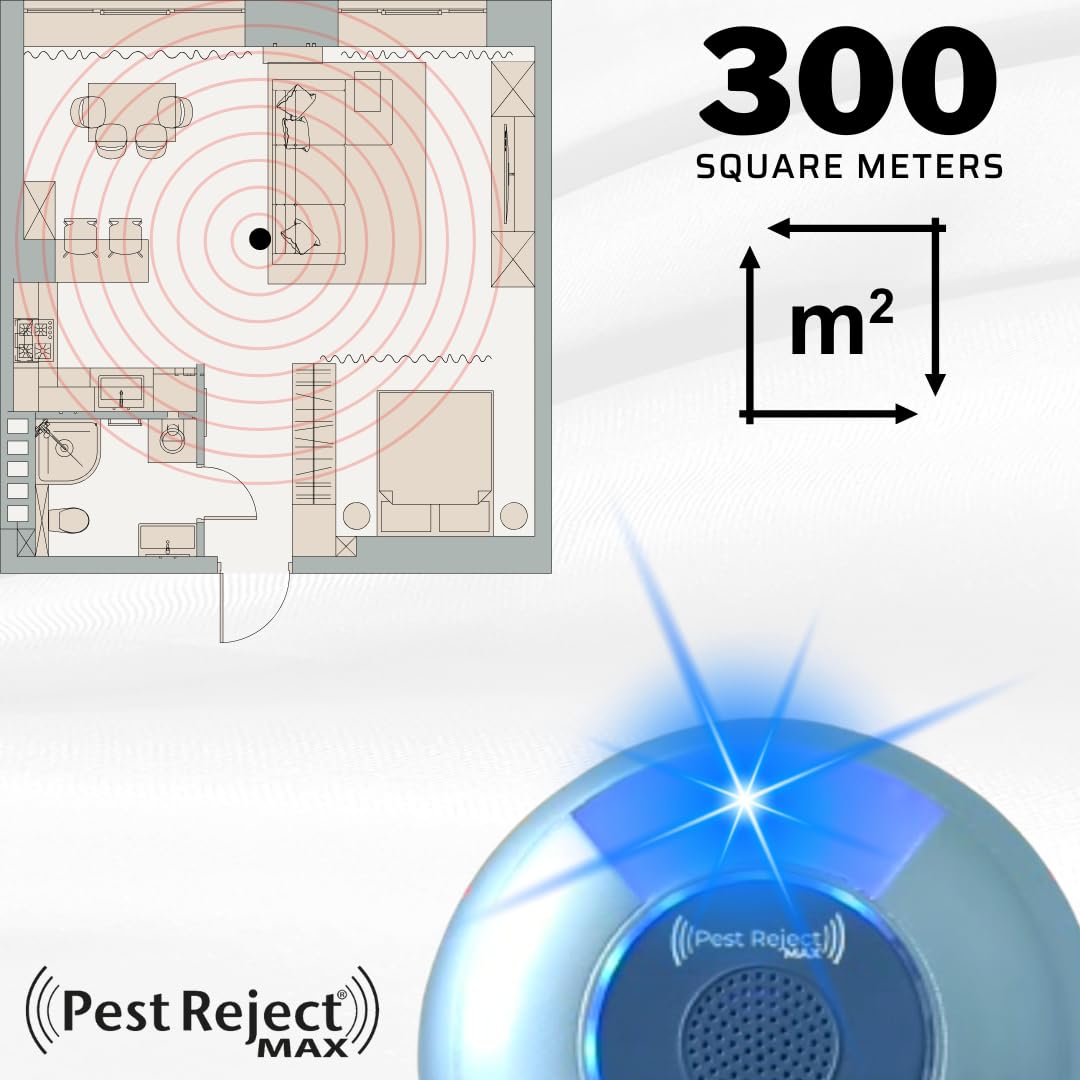MAX, Repelente Efectivo de plagas, Insectos y roedores, Más Potente y Más Efectivo, Tecnología Electromagnética + Ultrasonido, Frecuencia Variable (1 Unidad)
