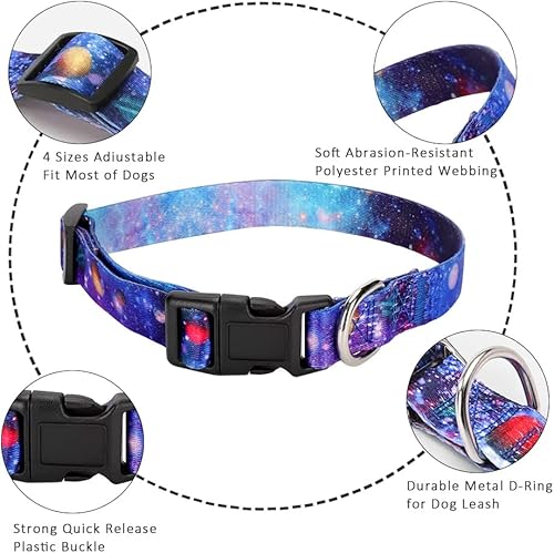 Miniatura 2 de Alainzeo Collar de perro con patrones de galaxia para perros pequeños, medianos y grandes, collares suaves ajustables para cachorros con hebilla de