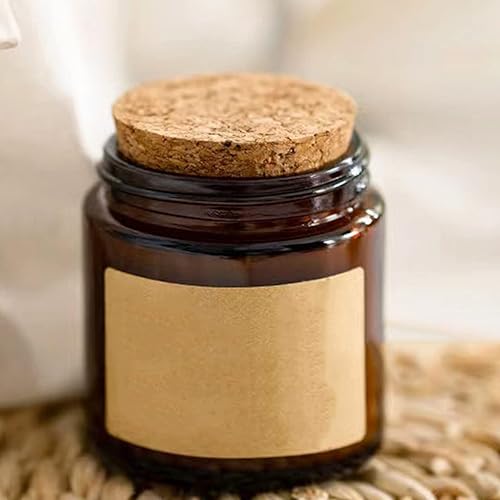 Miniatura 5 de Tarros de vela de vidrio con tapas de corcho, 4 unidades, 3.4 fl oz, envases de velas perfumadas vacíos redondos, velas de té, soporte de