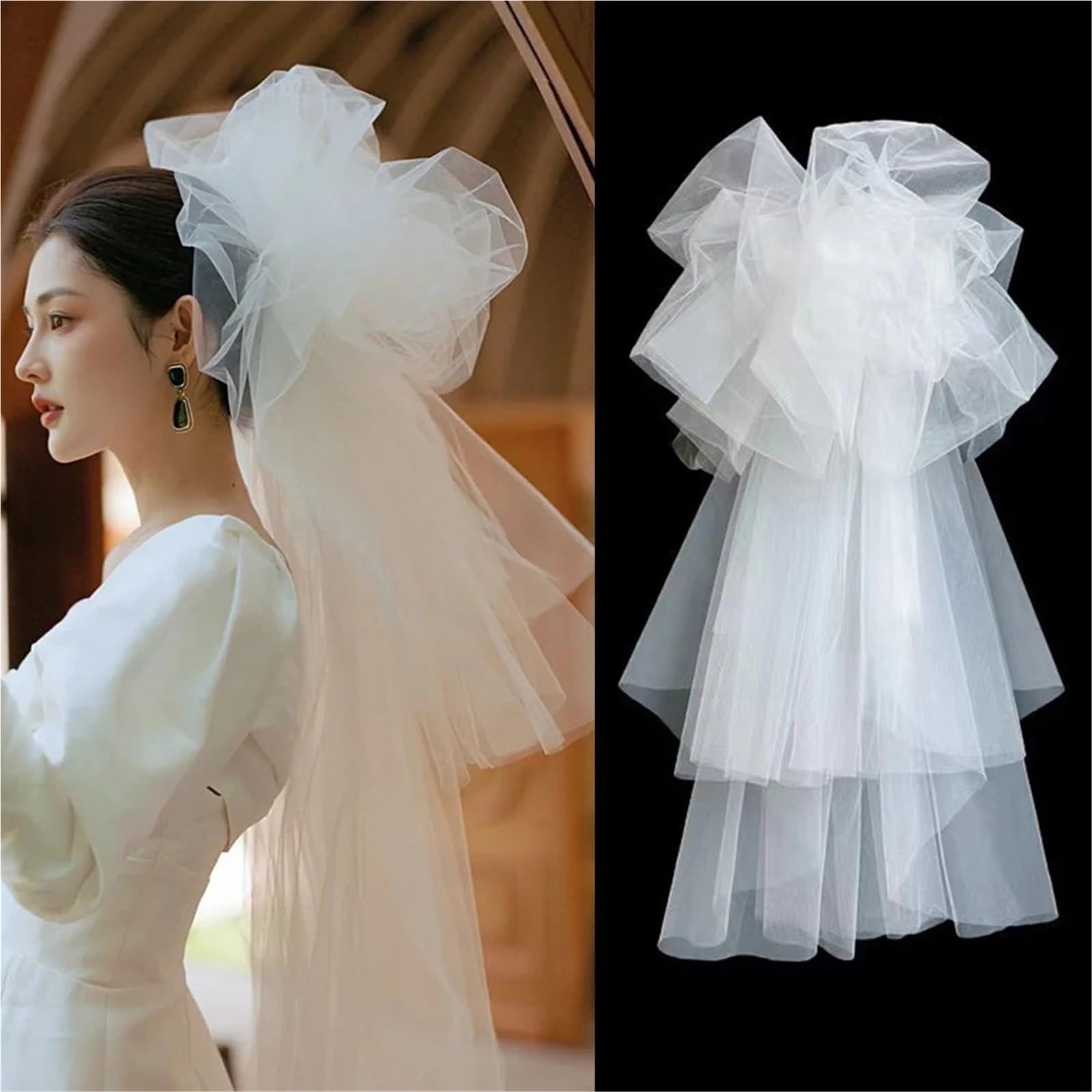 Brautschleier Retro-Hochzeitsschleier, kurzer Hochzeits-Tüllschleier, großer Schleier for Hochzeit, Verlobung, Haarschmuck Brautaccessoires