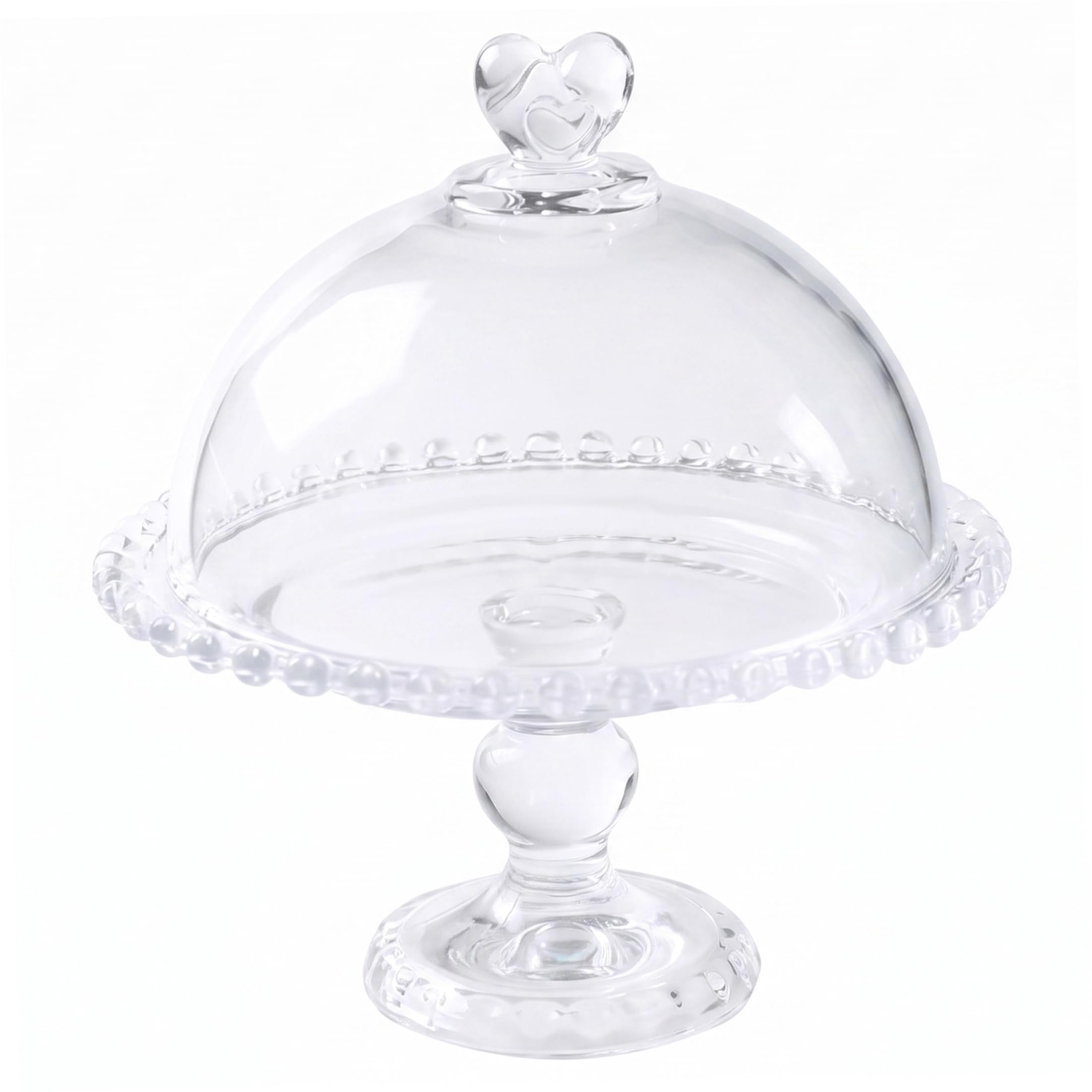 Soporte para tartas con cúpula de cristal en forma de corazón para bodas