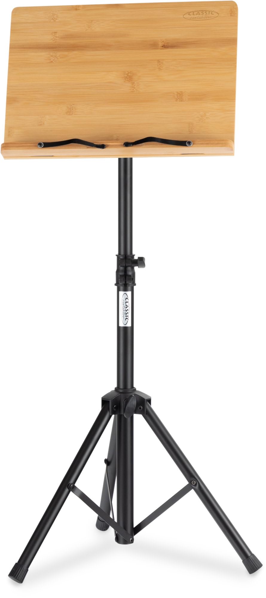 Classic Cantabile OSW-125 Leggio in Bambù, Leggio con morsetti per spartiti | Superficie in bambù rimovibile con connessione a prisma, 2 molle a molla per fissare i fogli di spartito, 7 cm x 26, 5 kg