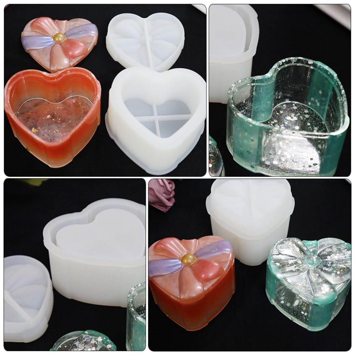 Angoily 3 Pièces Moule en Silicone couvercles décor cœur moules fondants Fournitures de Bricolage Outils de Bricolage en Silicone Moule Bricolage Gel de silice Blanche