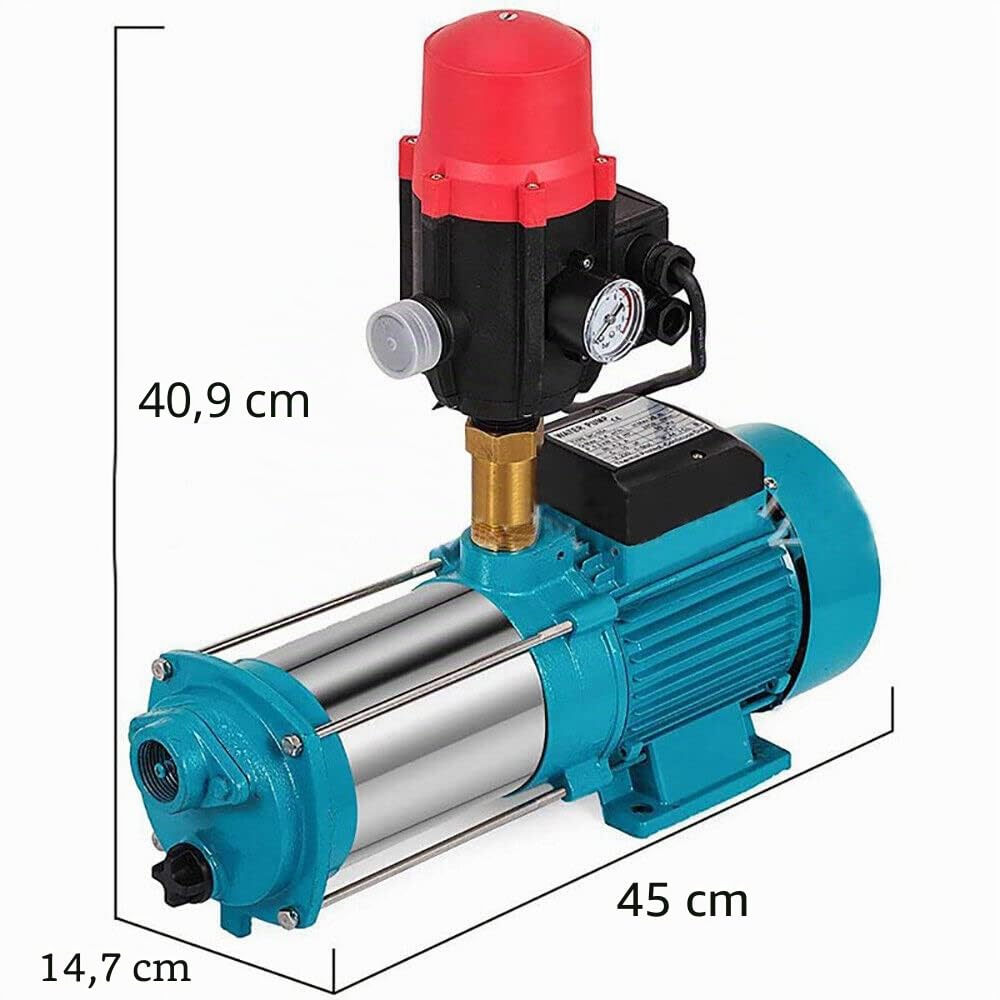 Pompe centrifuge 1300 W, pompe à eau domestique, pompe de jardin, interrupteur à pression avec manomètre 4000 l/h 9,8 bar (commande pompe de jardin)