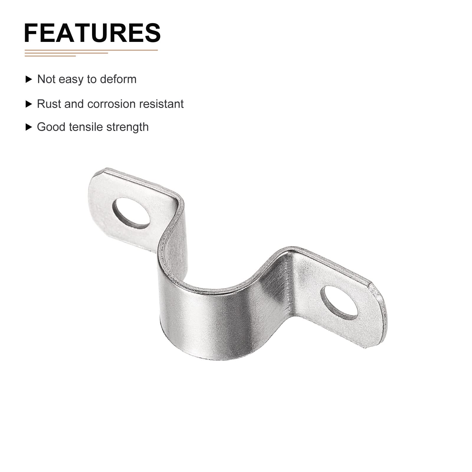 DTGN 20mm(W) Two Hole Strap, 8Pack, Good for Industrial 20mm Dia Pipe Fixing, 304 Stainless Steel Rigid Pipe Strap Clamp - Image 3