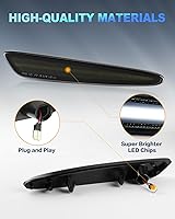 Vista 8 de 4 luces LED laterales compatibles con Chevy Corvette C6 2005-2013 escaneo secuencial intermitente a luz blanca constante, 10 veces más brillante