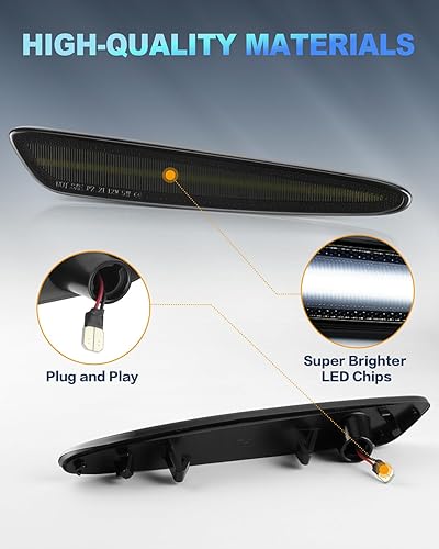 Miniatura 8 de 4 luces LED laterales compatibles con Chevy Corvette C6 2005-2013 escaneo secuencial intermitente a luz blanca constante, 10 veces más brillante