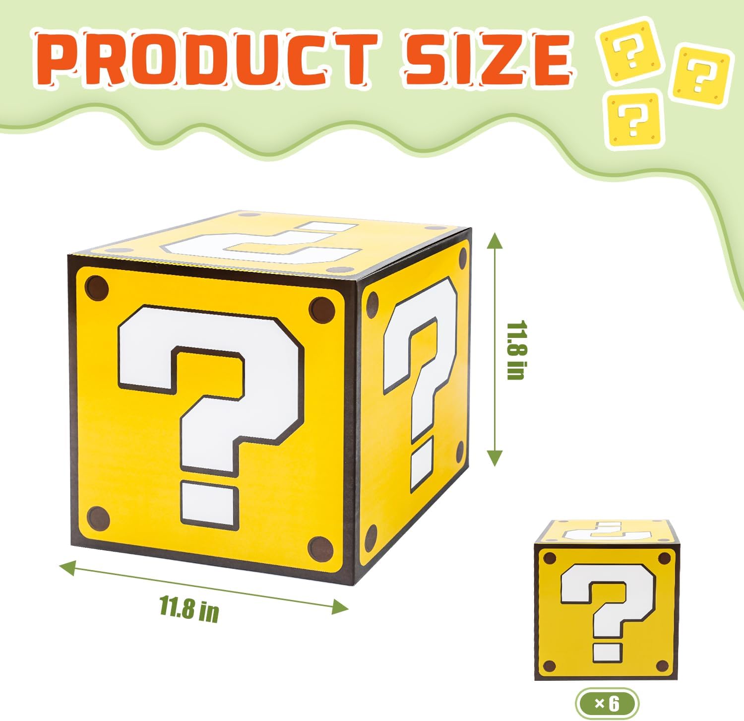 Seozio 6PCS Big Question Party Boxes, Question Boxes and 6 Set Centerpieces for Kids Boys Girls Birthday Party Decorations,Christmas Halloween Classroom Supplies Favors.(11.8 x 11.8 Inch)