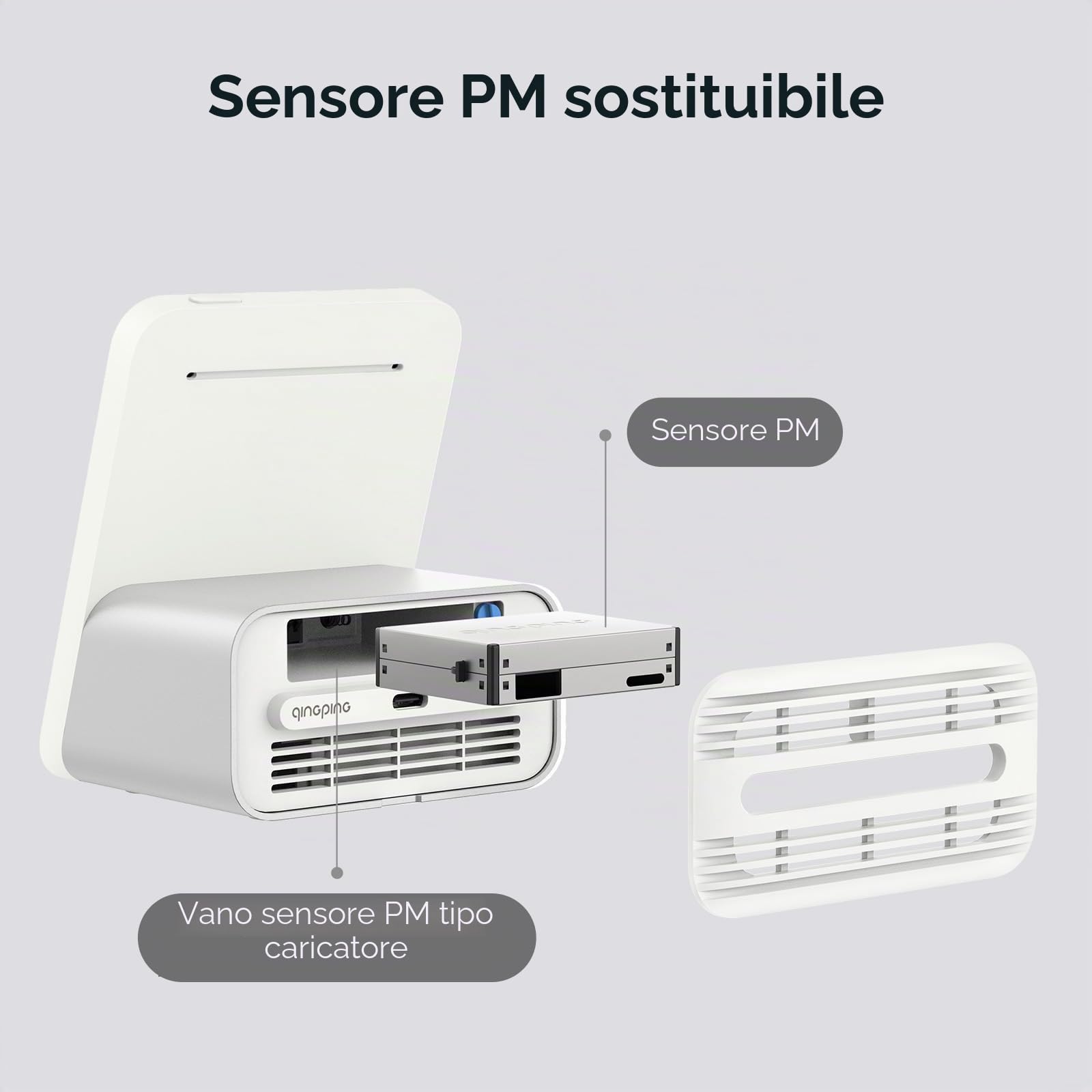 Qingping Monitor di Qualità dell'aria 2, Rilevatore di Qualità dell'Aria Interno, PM2.5, CO2, PM10, Rumore, Temperatura, Umidità, Nuova Funzione Sveglia, Tester di Qualità dell'Aria Intelligente