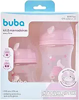 KIT 2 MAMADEIRAS EASY FLOW NUVEM ROSA 120 ML E 270 ML BUBA
